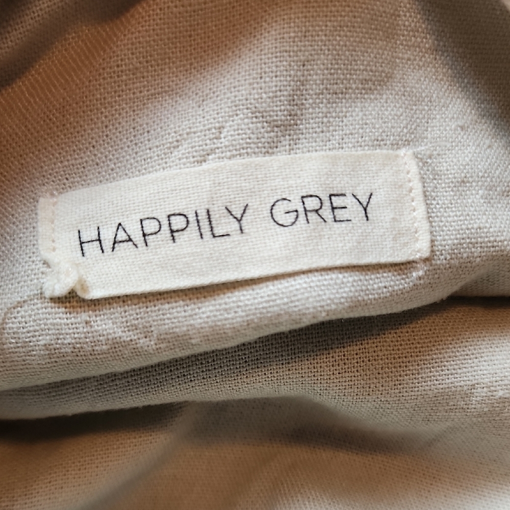 HAPPILY GREY | Beige Rayon Linen Blend Wide-Leg Tie Waist Boho Patch Pants | XL - Picture 3 of 11
